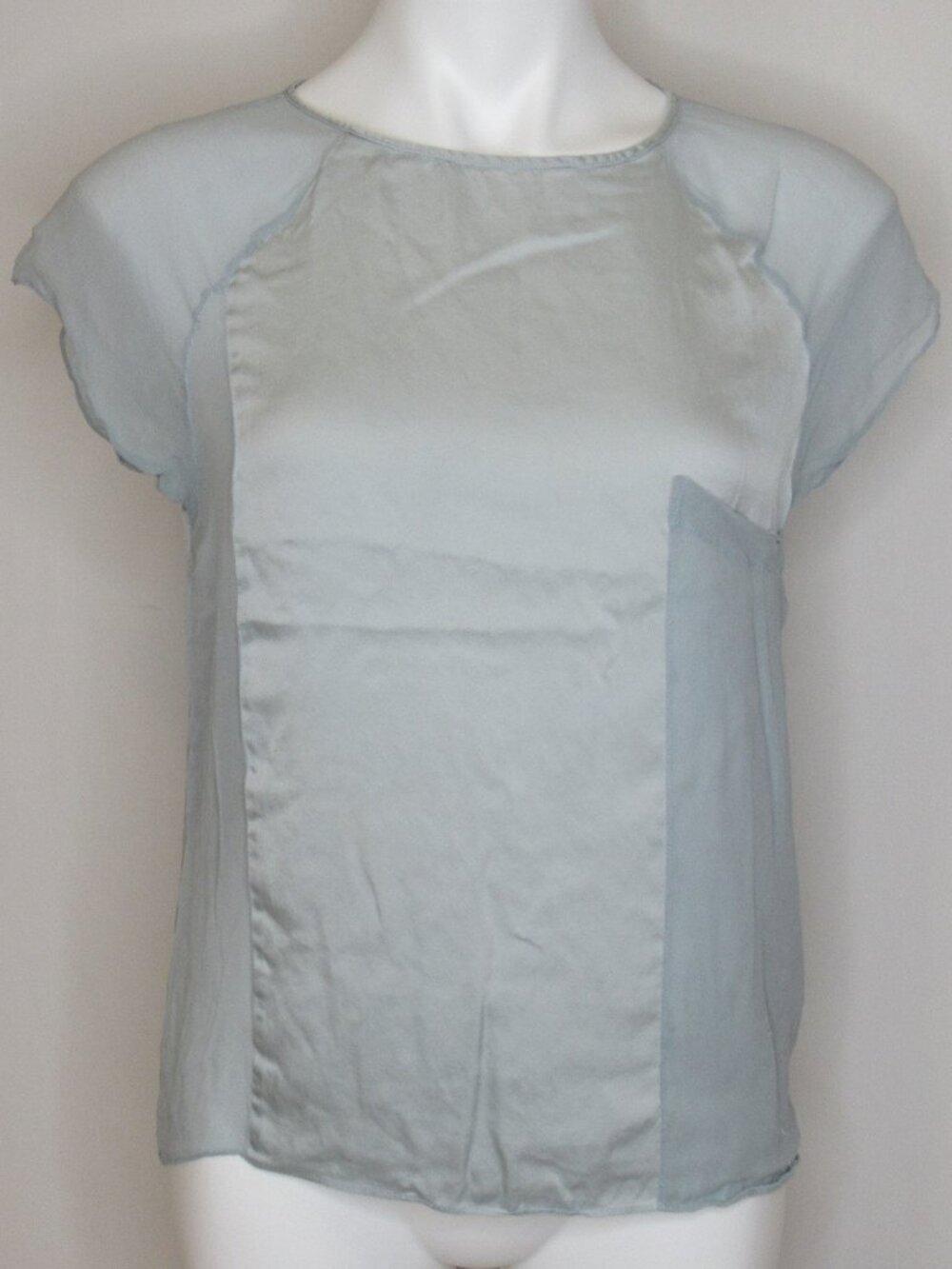 7 For All Mankind Light Blue Silk T-Shirt Blouse Women's M Medium